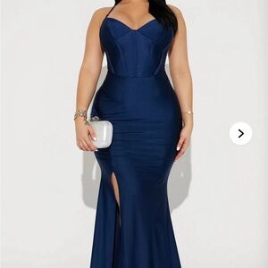 Fashion Nova Strapless Navy Dress